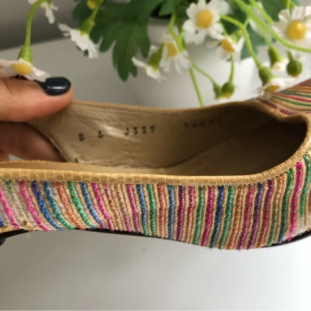 ST JOHN Women’s Slingback Heels Woven Multicolor Pointed Toe Rare Edition Size 6